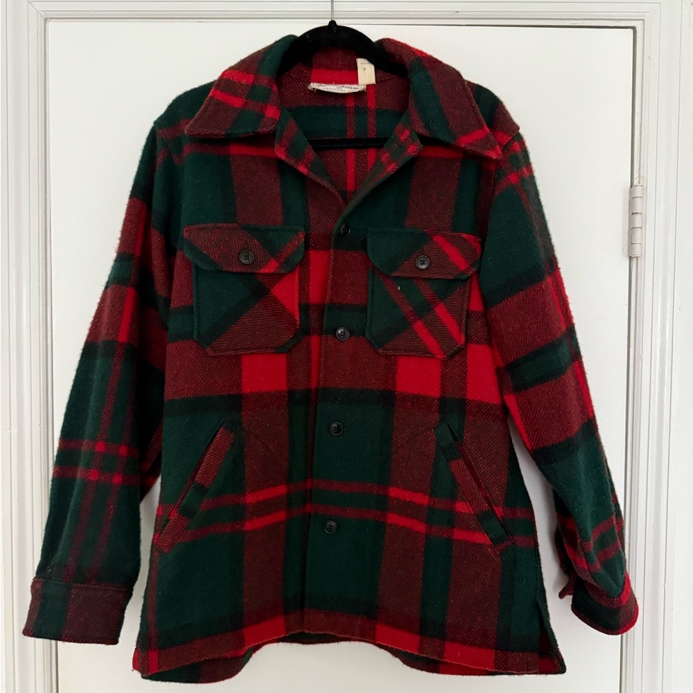 Vintage LL Bean cursive label wool plaid jacket